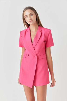 ENDLESS ROSE - Endless Rose - Short Sleeve Blazer Romper - ROMPERS available at Objectrare