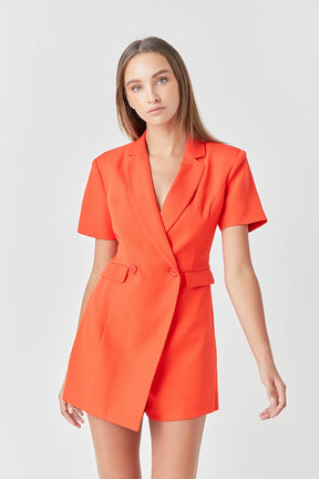 ENDLESS ROSE - Short Sleeve Blazer Romper - ROMPERS available at Objectrare
