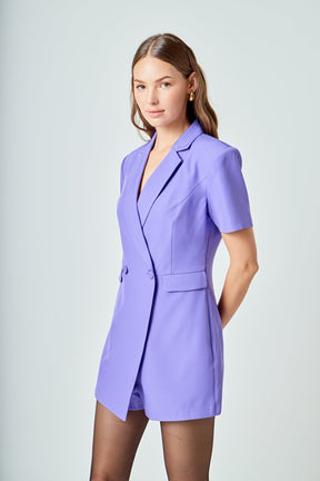 ENDLESS ROSE - Short Sleeve Blazer Romper - ROMPERS available at Objectrare