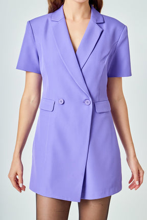 ENDLESS ROSE - Short Sleeve Blazer Romper - ROMPERS available at Objectrare