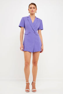 ENDLESS ROSE - Endless Rose - Short Sleeve Blazer Romper - ROMPERS available at Objectrare