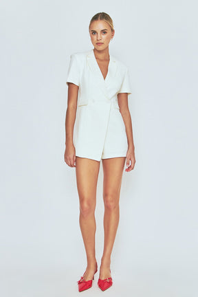 ENDLESS ROSE - Short Sleeve Blazer Romper - ROMPERS available at Objectrare