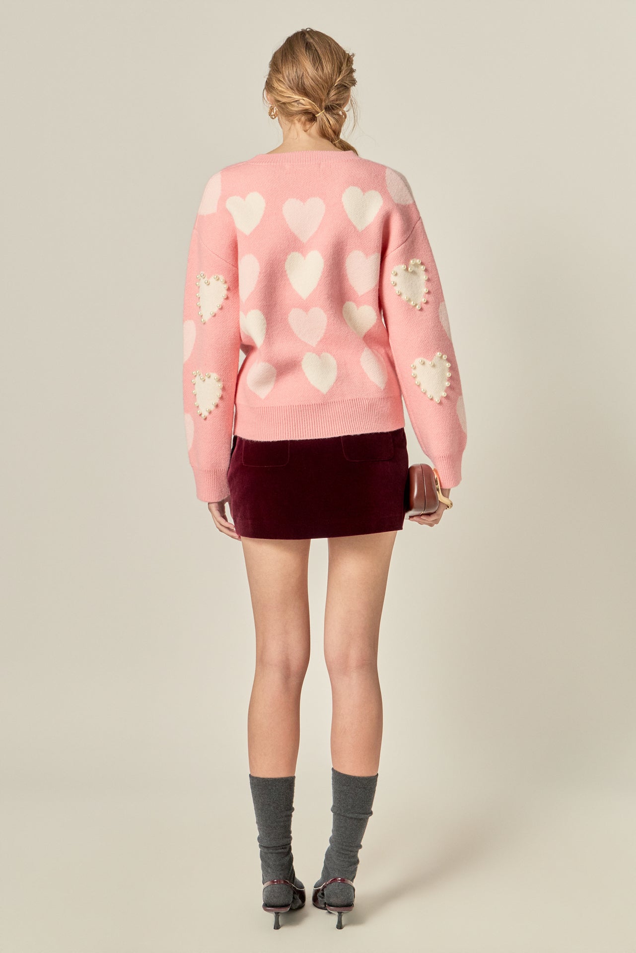 ENGLISH FACTORY - Pearl with Heart Pattern Sweater - SWEATERS & KNITS available at Objectrare