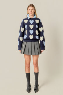 ENGLISH FACTORY - Pearl with Heart Pattern Sweater - SWEATERS & KNITS available at Objectrare