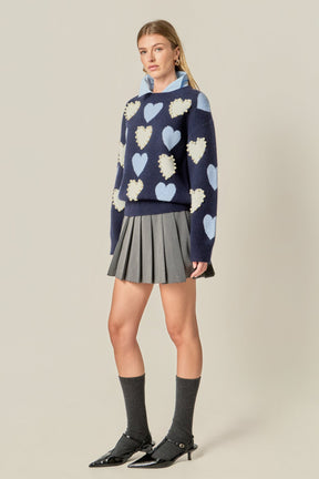ENGLISH FACTORY - Pearl with Heart Pattern Sweater - SWEATERS & KNITS available at Objectrare