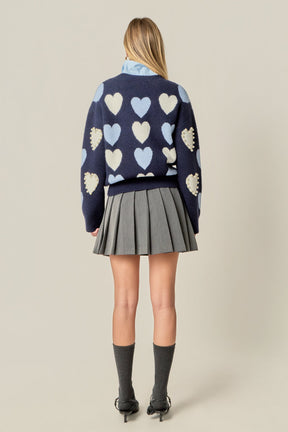 ENGLISH FACTORY - Pearl with Heart Pattern Sweater - SWEATERS & KNITS available at Objectrare