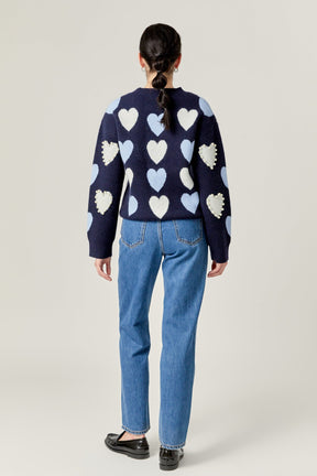 ENGLISH FACTORY - English Factory- Pearl with Heart Pattern Sweater - SWEATERS & KNITS available at Objectrare