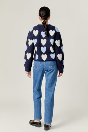 ENGLISH FACTORY - Pearl with Heart Pattern Sweater - SWEATERS & KNITS available at Objectrare
