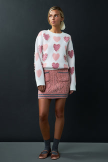 ENGLISH FACTORY - English Factory - Pearl with Heart Pattern Sweater - SWEATERS & KNITS available at Objectrare