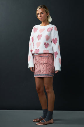 ENGLISH FACTORY - Pearl with Heart Pattern Sweater - SWEATERS & KNITS available at Objectrare
