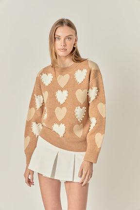 ENGLISH FACTORY - Pearl with Heart Pattern Sweater - SWEATERS & KNITS available at Objectrare