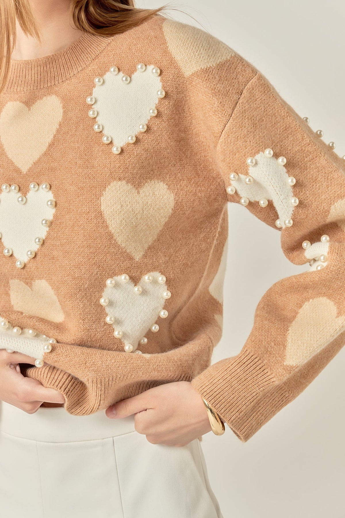 ENGLISH FACTORY - Pearl with Heart Pattern Sweater - SWEATERS & KNITS available at Objectrare