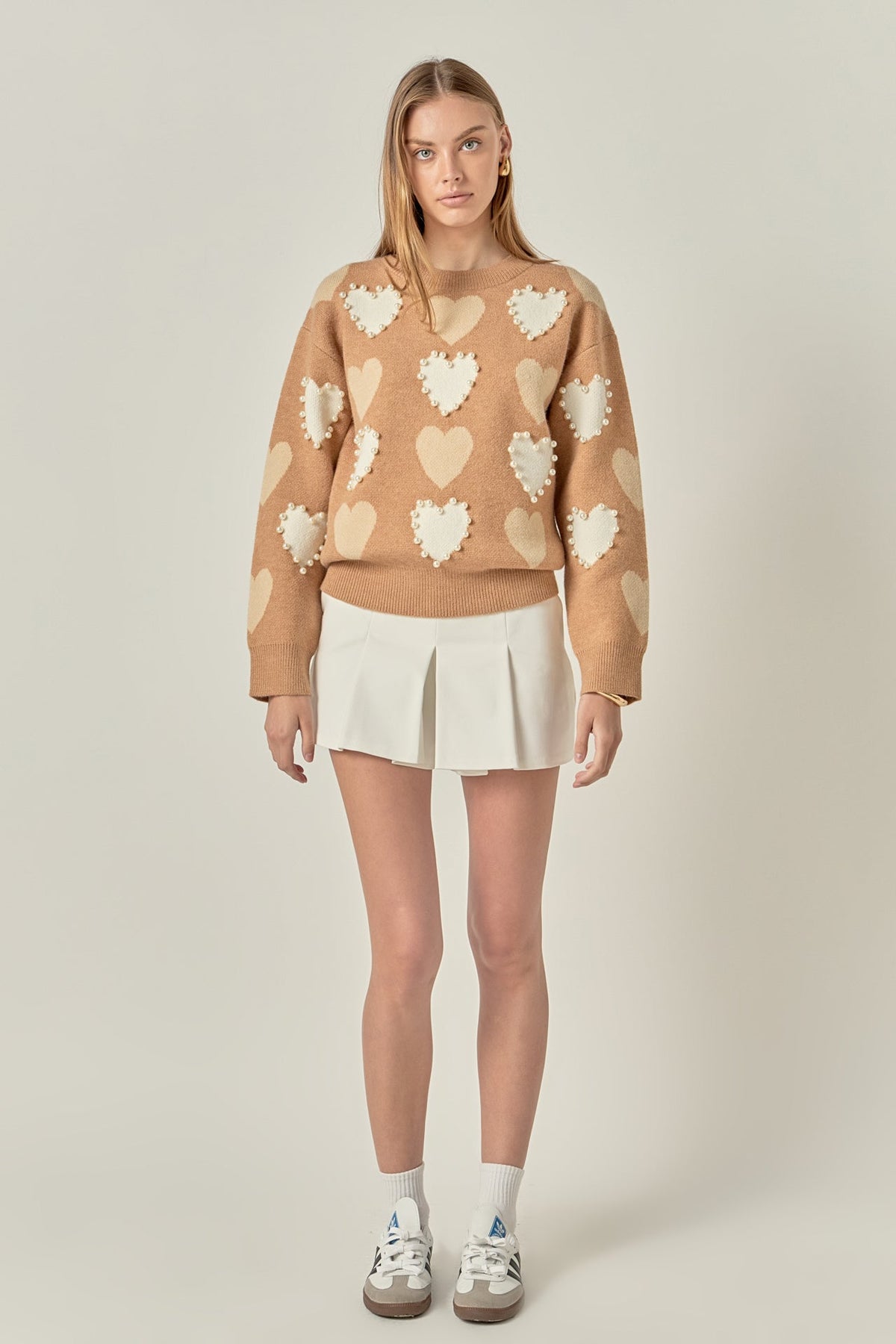 ENGLISH FACTORY - Pearl with Heart Pattern Sweater - SWEATERS & KNITS available at Objectrare