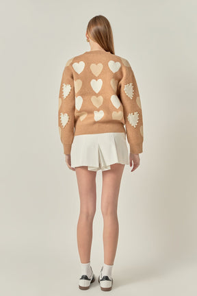 ENGLISH FACTORY - Pearl with Heart Pattern Sweater - SWEATERS & KNITS available at Objectrare