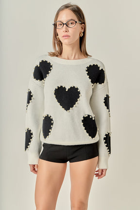 ENGLISH FACTORY - Long-Sleeve Heart Sweater - SWEATERS & KNITS available at Objectrare