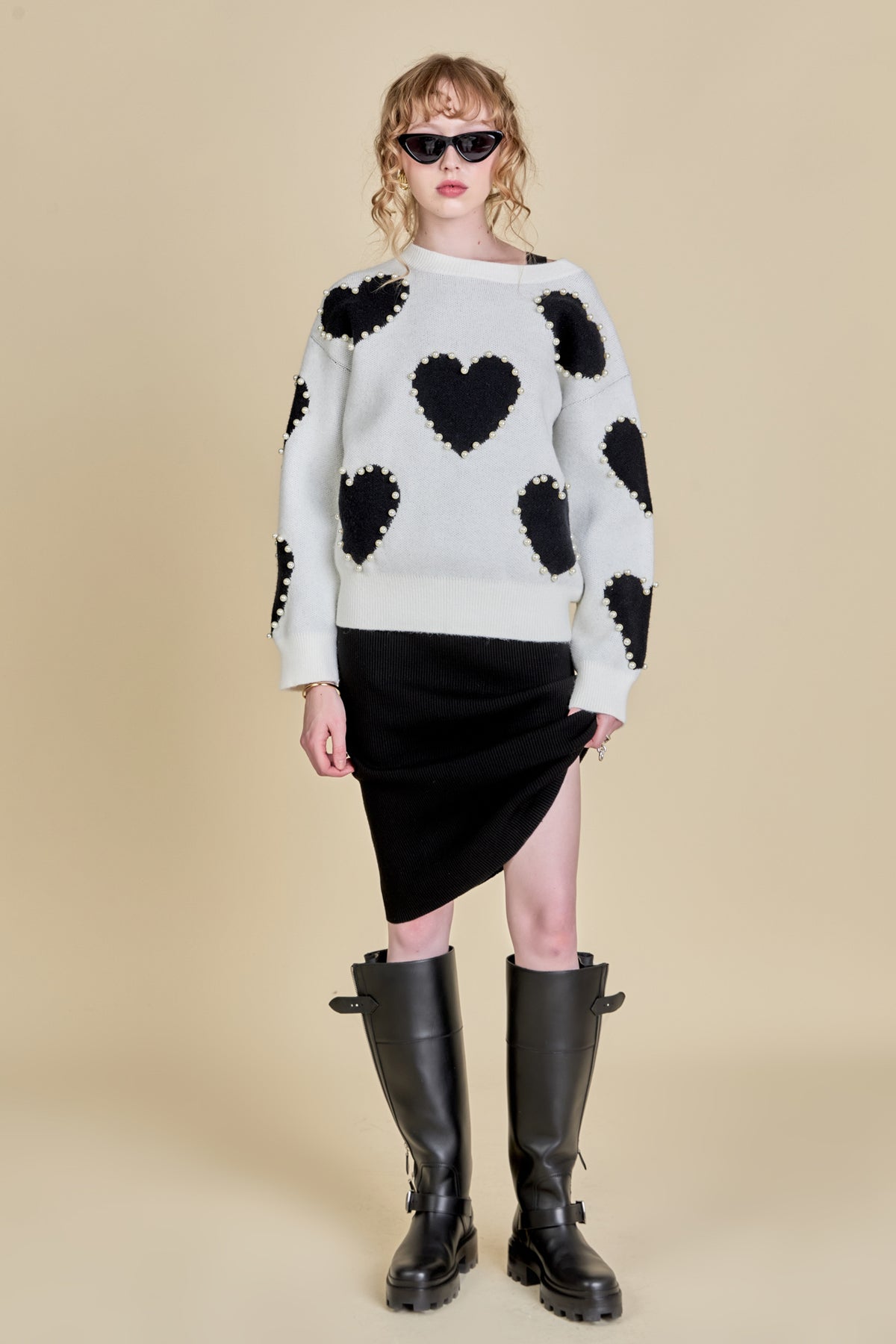 ENGLISH FACTORY - Long-Sleeve Heart Sweater - SWEATERS & KNITS available at Objectrare