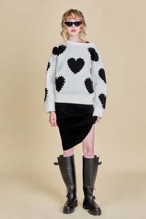 ENGLISH FACTORY - English Factory - Long-Sleeve Heart Sweater - SWEATERS & KNITS available at Objectrare