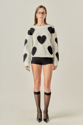 ENGLISH FACTORY - Long-Sleeve Heart Sweater - SWEATERS & KNITS available at Objectrare