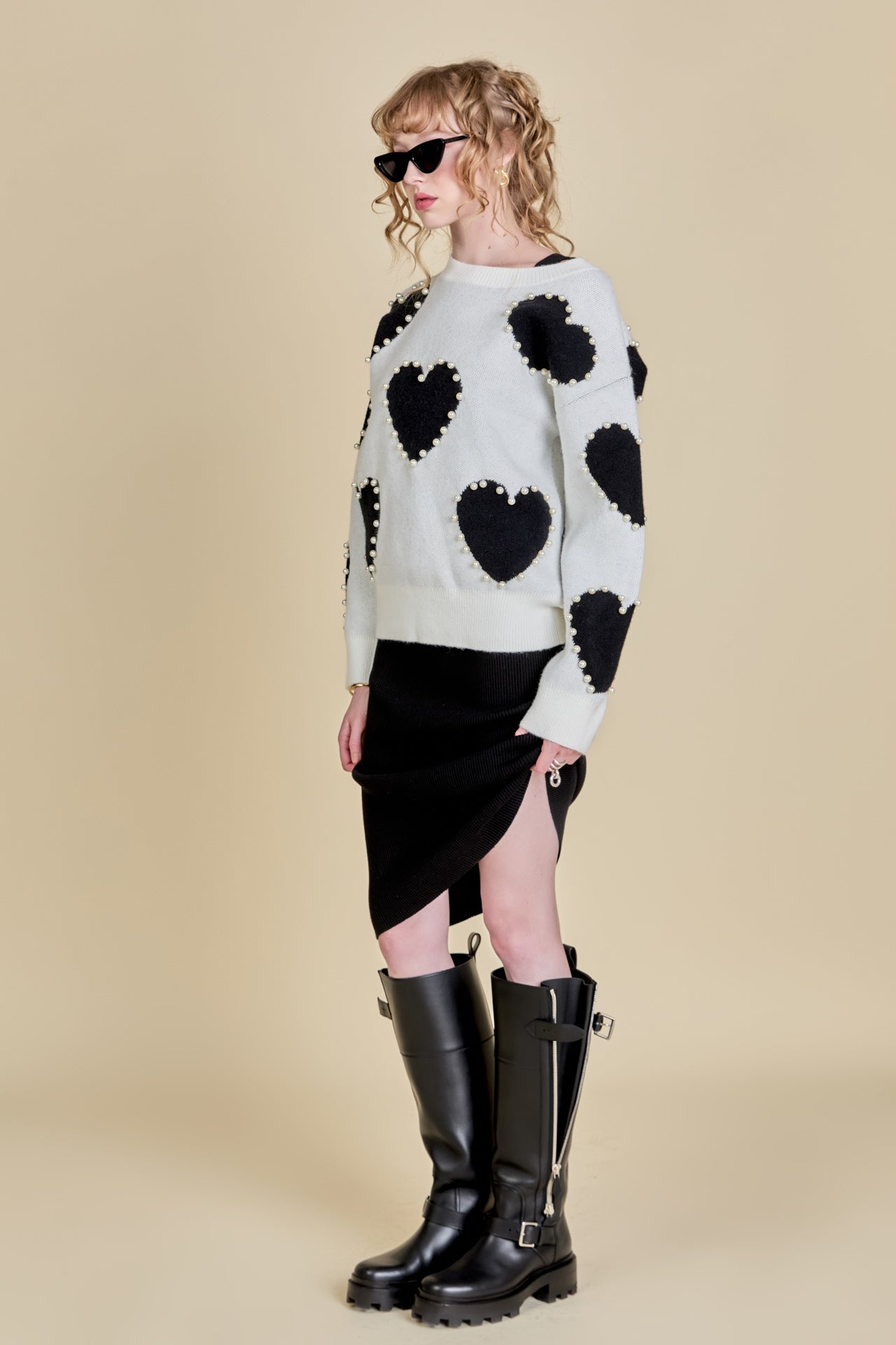 ENGLISH FACTORY - English Factory - Long-Sleeve Heart Sweater - SWEATERS & KNITS available at Objectrare