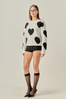 ENGLISH FACTORY - Long-Sleeve Heart Sweater - SWEATERS & KNITS available at Objectrare