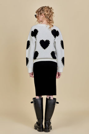 ENGLISH FACTORY - Long-Sleeve Heart Sweater - SWEATERS & KNITS available at Objectrare