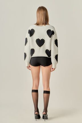 ENGLISH FACTORY - Long-Sleeve Heart Sweater - SWEATERS & KNITS available at Objectrare