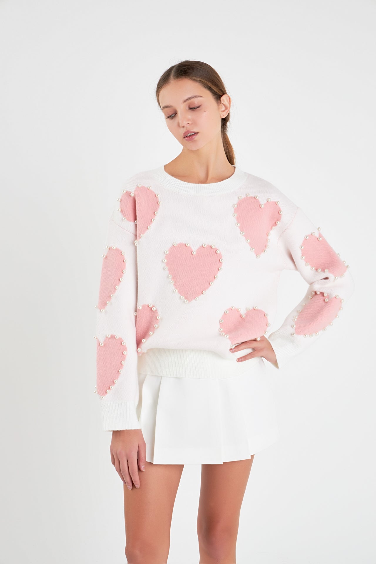 ENGLISH FACTORY - Long-Sleeve Heart Sweater - SWEATERS & KNITS available at Objectrare