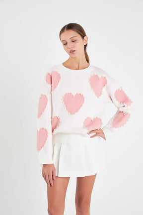 ENGLISH FACTORY - English Factory - Long-Sleeve Heart Sweater - SWEATERS & KNITS available at Objectrare