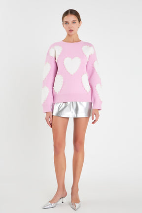 ENGLISH FACTORY - Long-Sleeve Heart Sweater - SWEATERS & KNITS available at Objectrare