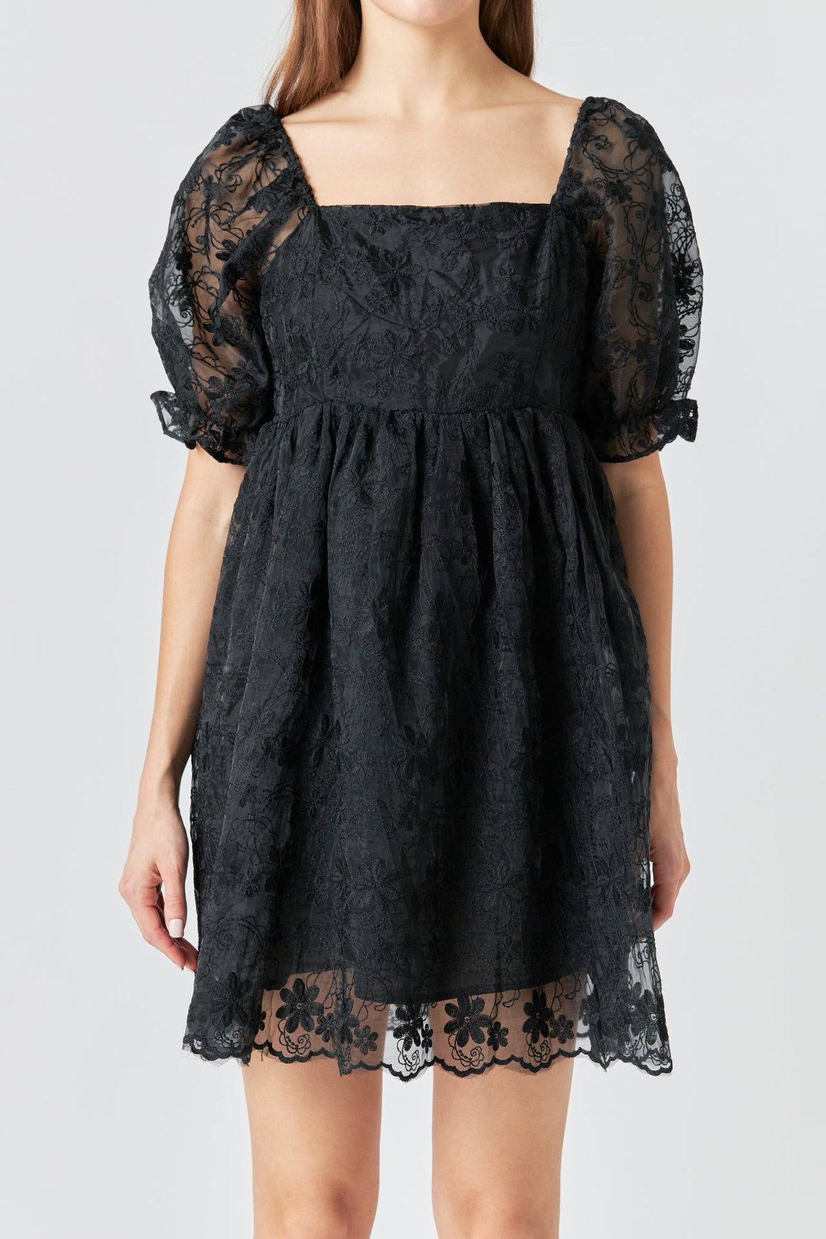 ENDLESS ROSE - Endless Rose - Floral Embroidery Babydoll Dress - DRESSES available at Objectrare