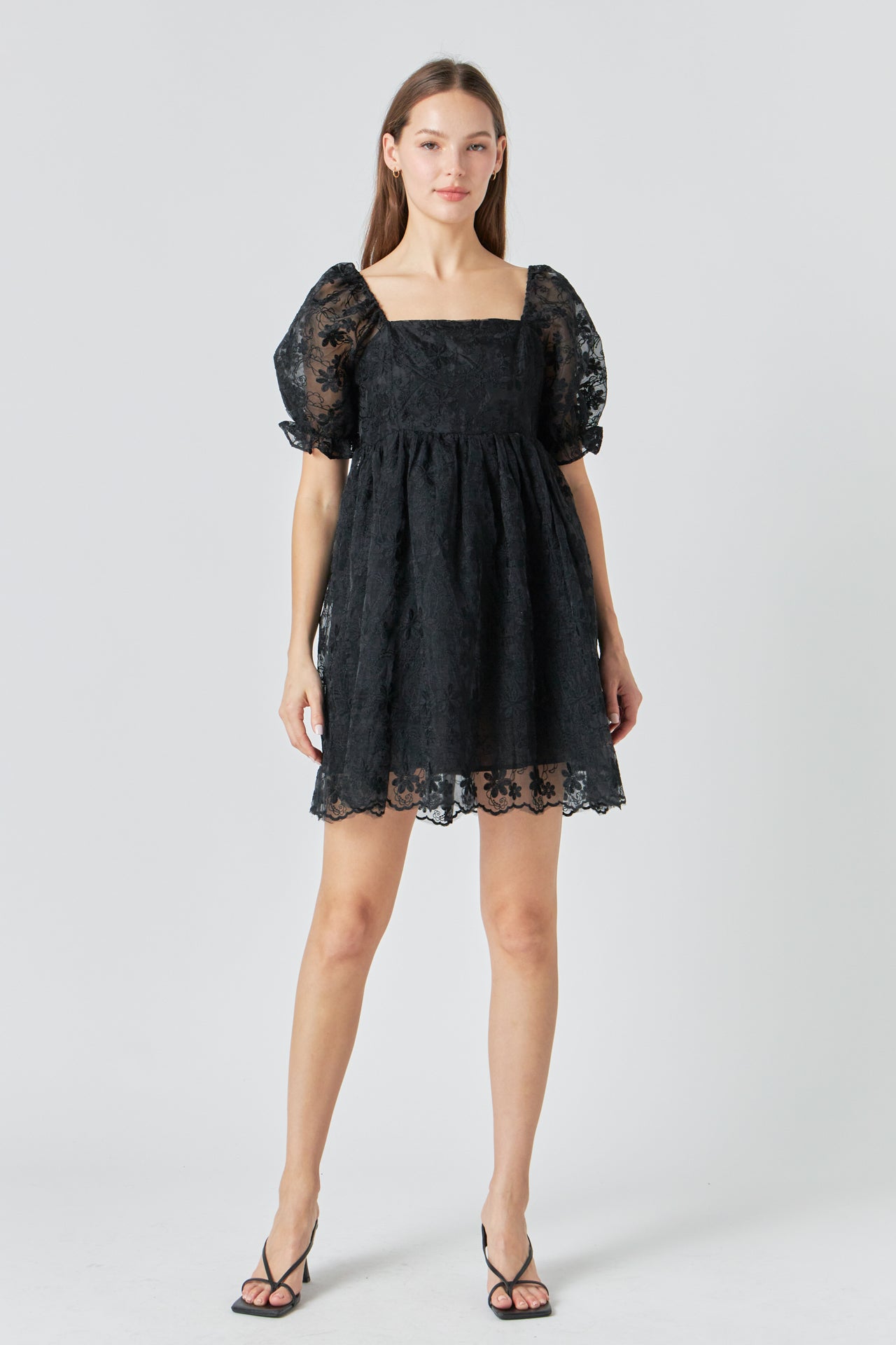 ENDLESS ROSE - Floral Embroidery Babydoll Dress - DRESSES available at Objectrare