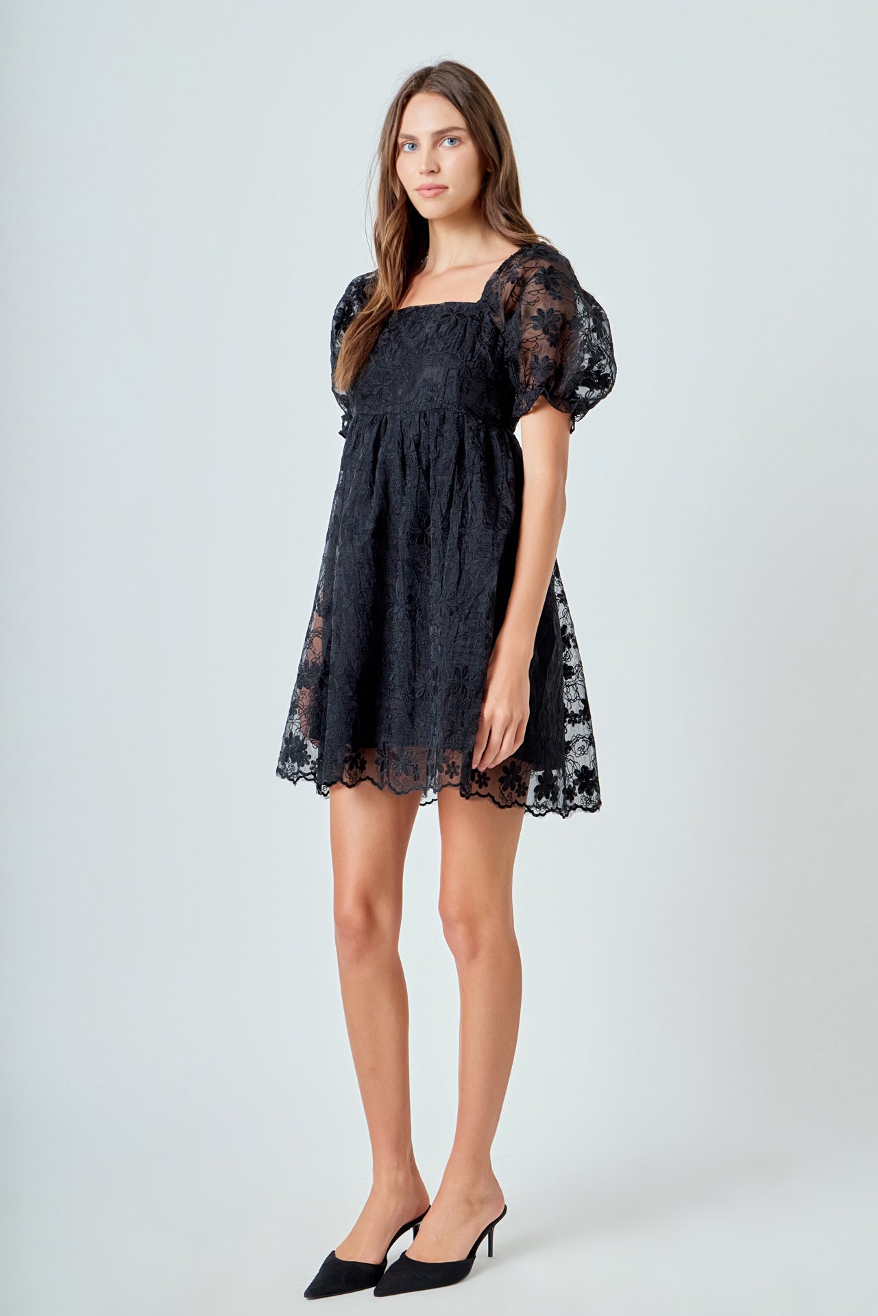 ENDLESS ROSE - Floral Embroidery Babydoll Dress - DRESSES available at Objectrare