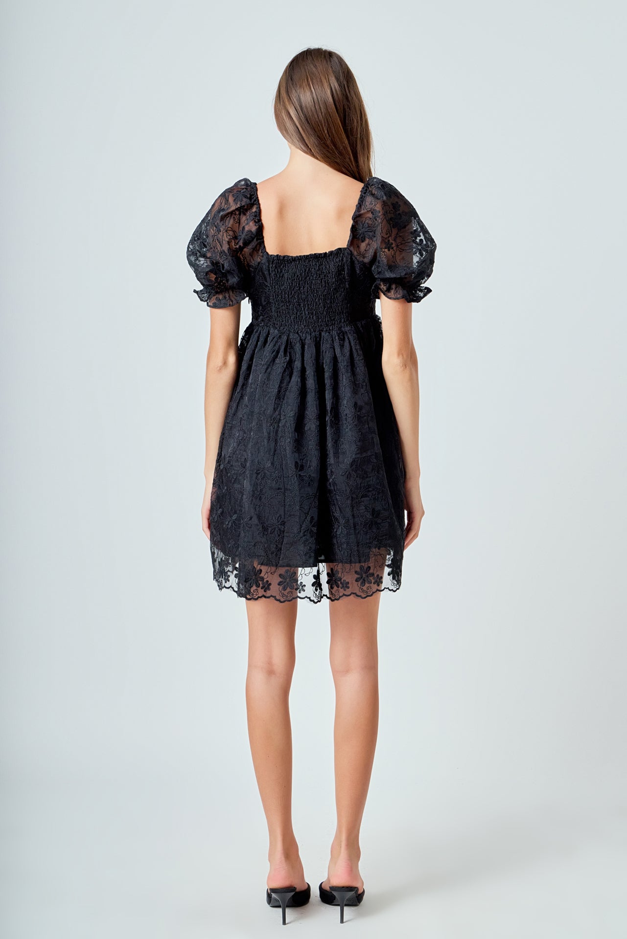 ENDLESS ROSE - Floral Embroidery Babydoll Dress - DRESSES available at Objectrare