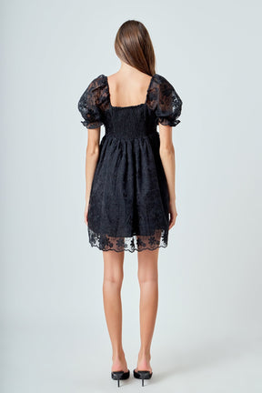 ENDLESS ROSE - Floral Embroidery Babydoll Dress - DRESSES available at Objectrare