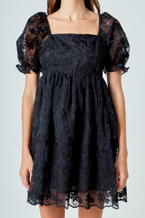 ENDLESS ROSE - Floral Embroidery Babydoll Dress - DRESSES available at Objectrare