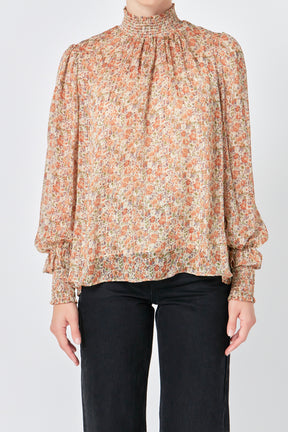 ENDLESS ROSE - Floral Stripe Chiffon Top - TOPS available at Objectrare