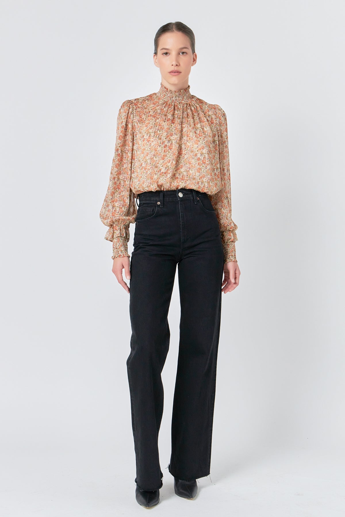 ENDLESS ROSE - Floral Stripe Chiffon Top - TOPS available at Objectrare