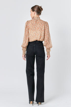 ENDLESS ROSE - Floral Stripe Chiffon Top - TOPS available at Objectrare