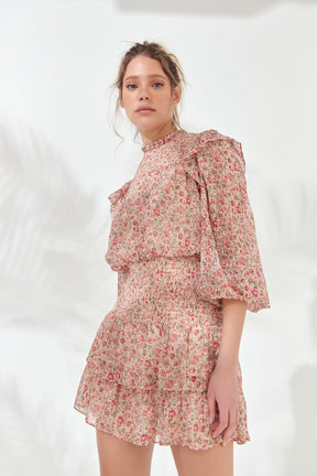 ENDLESS ROSE - Floral Stripe Chiffon Dress - DRESSES available at Objectrare