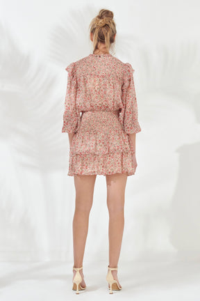 ENDLESS ROSE - Floral Stripe Chiffon Dress - DRESSES available at Objectrare