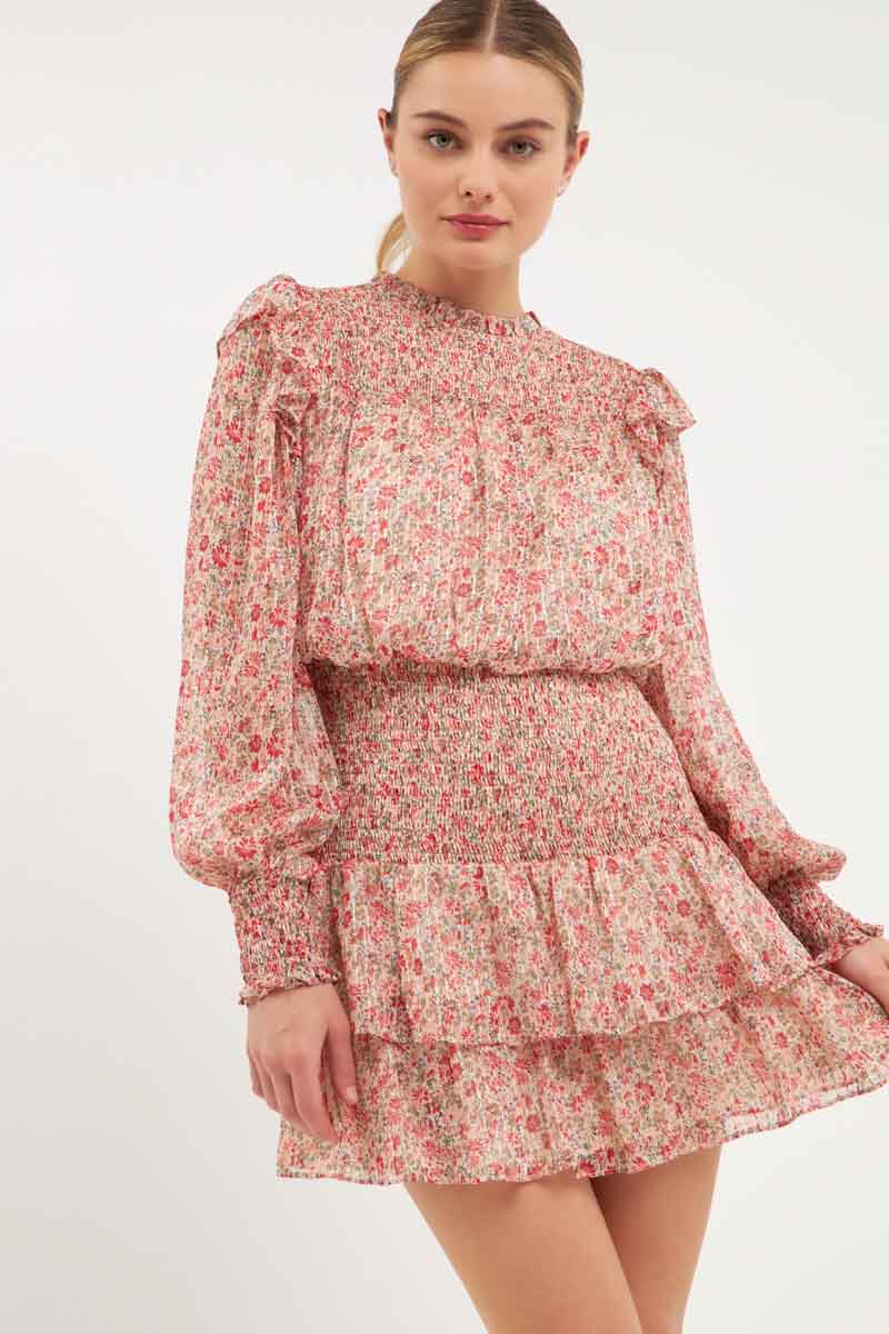 ENDLESS ROSE - Floral Stripe Chiffon Dress - DRESSES available at Objectrare
