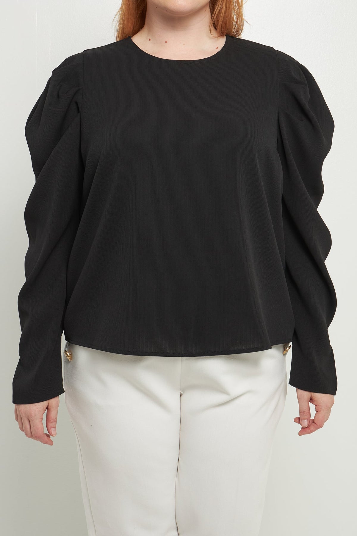 ENGLISH FACTORY - English Factory - Plus Size Puff Long Sleeve Top - TOPS available at Objectrare