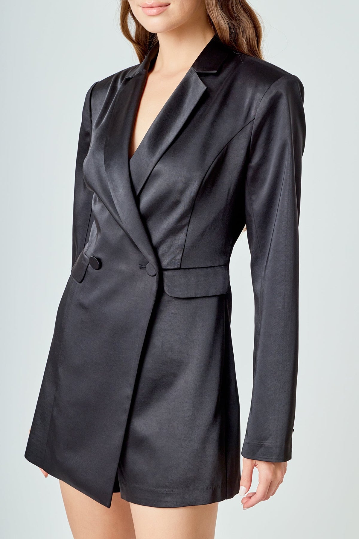 ENDLESS ROSE - Satin Blazer Romper - ROMPERS available at Objectrare