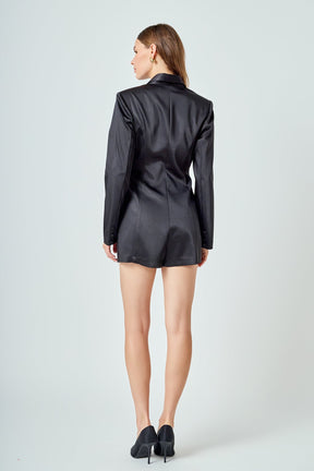 ENDLESS ROSE - Satin Blazer Romper - ROMPERS available at Objectrare
