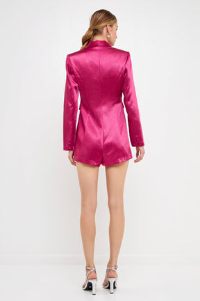 ENDLESS ROSE - Endless Rose - Satin Blazer Romper - ROMPERS available at Objectrare