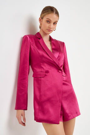 ENDLESS ROSE - Endless Rose - Satin Blazer Romper - ROMPERS available at Objectrare