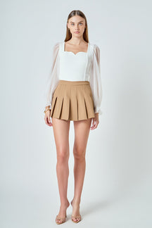 ENDLESS ROSE - Organza Sleeve Knit Top - TOPS available at Objectrare