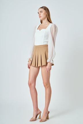 ENDLESS ROSE - Organza Sleeve Knit Top - TOPS available at Objectrare