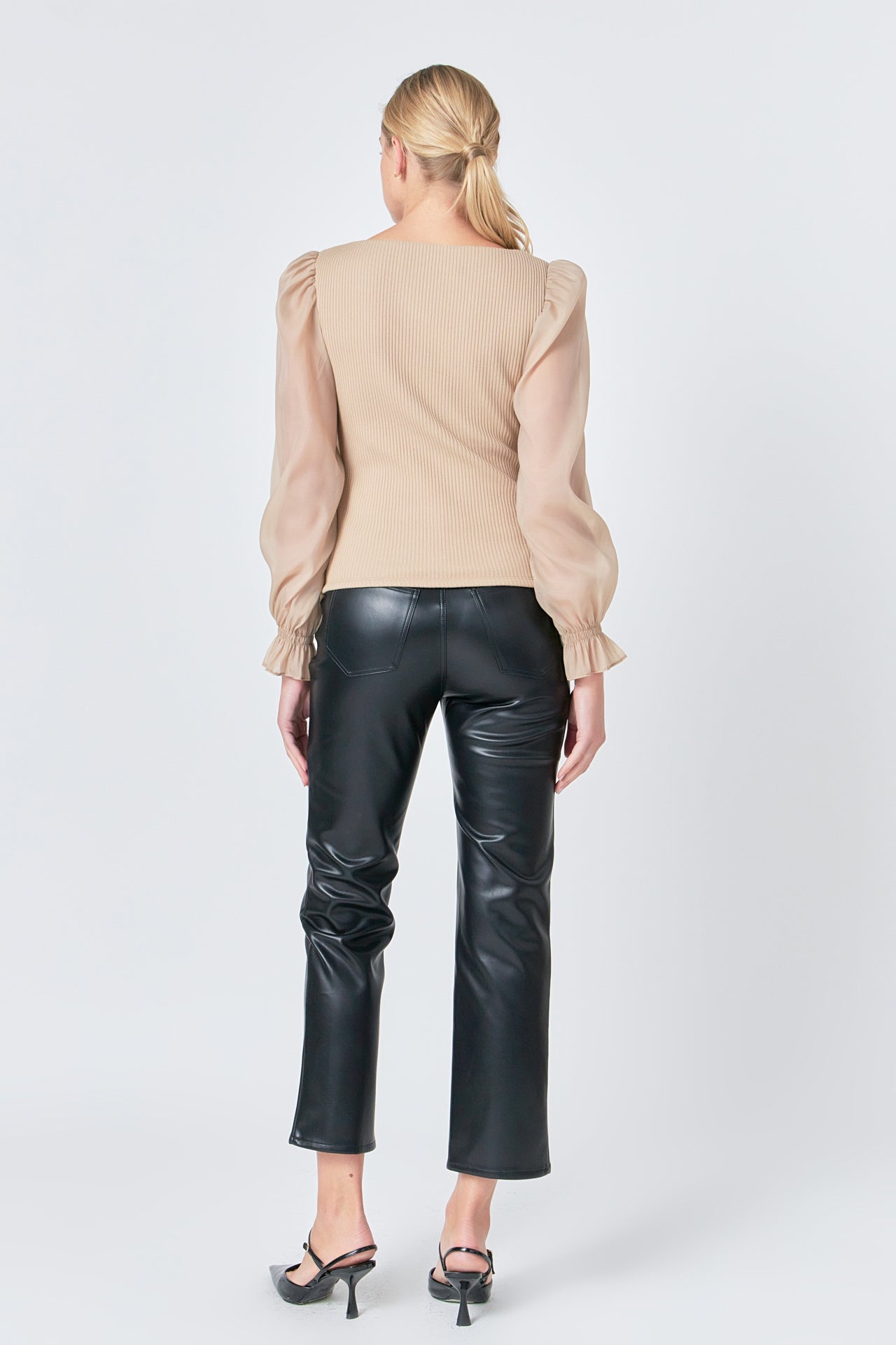 ENDLESS ROSE - Endless Rose - Organza Sleeve Knit Top - TOPS available at Objectrare