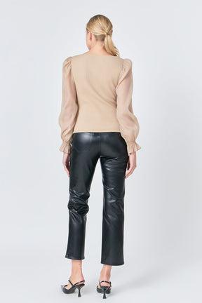 ENDLESS ROSE - Endless Rose - Organza Sleeve Knit Top - TOPS available at Objectrare